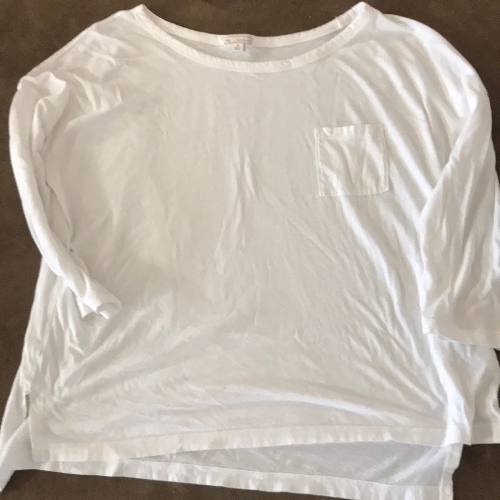 3/4 length sleeve cotton pocket T-shirt